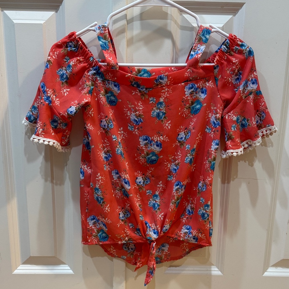 Magenta Red Floral Kids Blouse